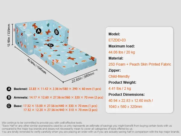 25D Sponge Modular Couch With High-Density For Bedroom And Playroom