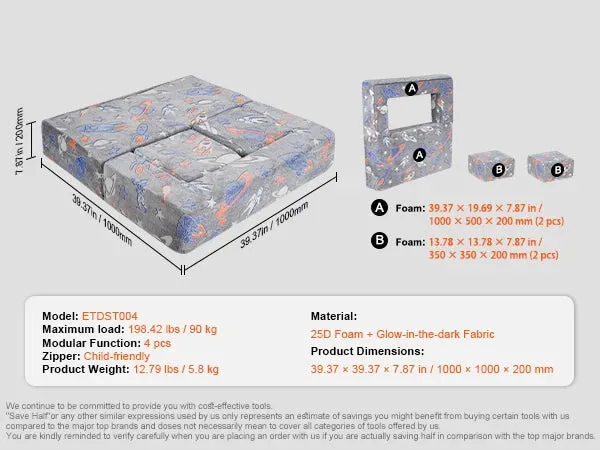 25D Sponge Modular Couch With High-Density For Bedroom And Playroom