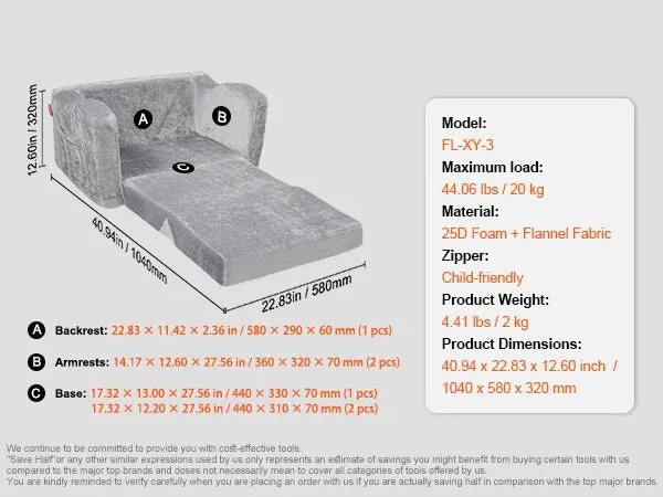 25D Sponge Modular Couch With High-Density For Bedroom And Playroom