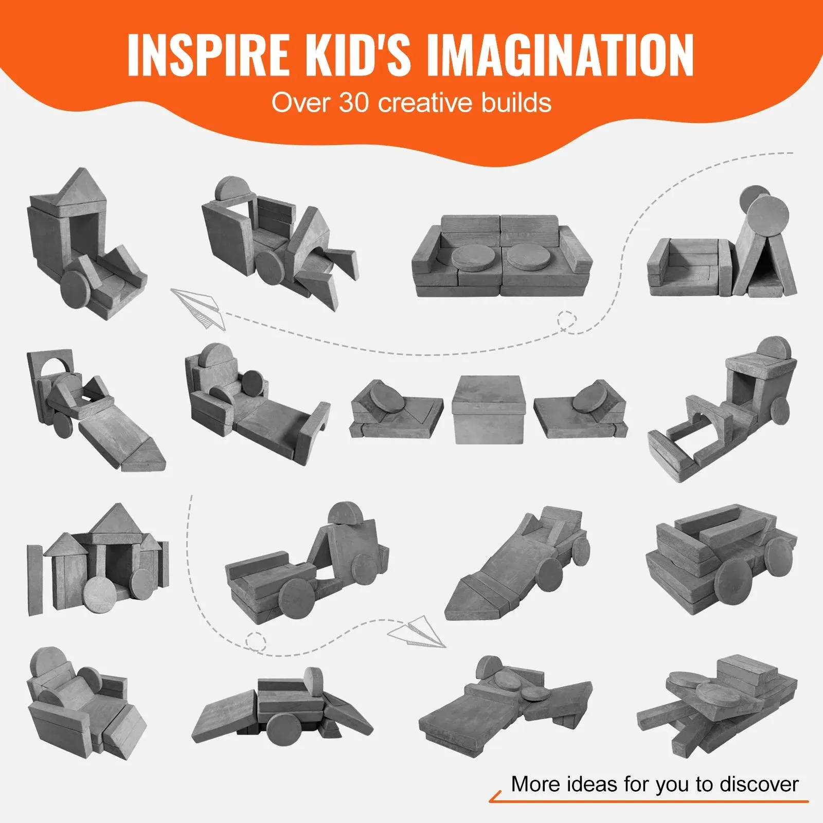 25D Sponge Modular Couch With High-Density For Bedroom And Playroom