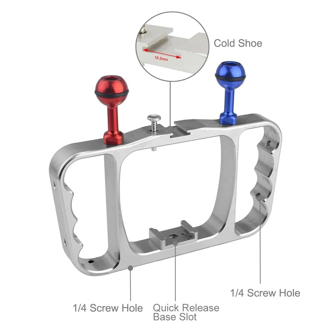 Aluminum Dual Handheld Diving Light Arm Mount for Action Cameras