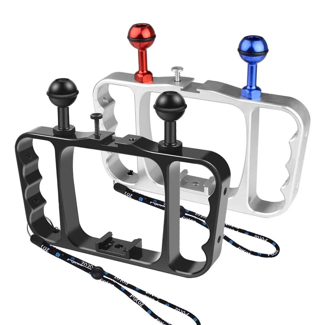 Aluminum Dual Handheld Diving Light Arm Mount for Action Cameras