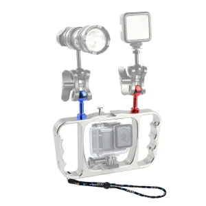 Aluminum Dual Handheld Diving Light Arm Mount for Action Cameras