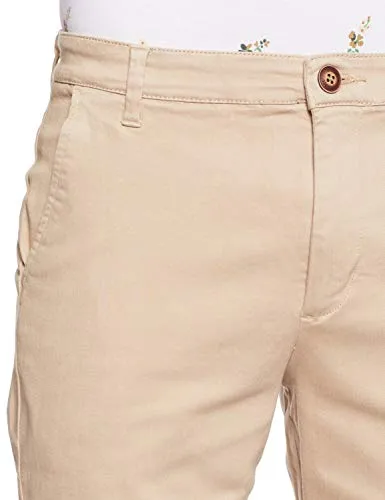 Amazon Brand - Symbol Men's Regular Fit Cotton Stretchable Shorts (AW19-SHR-ESS-03_Stone_34)