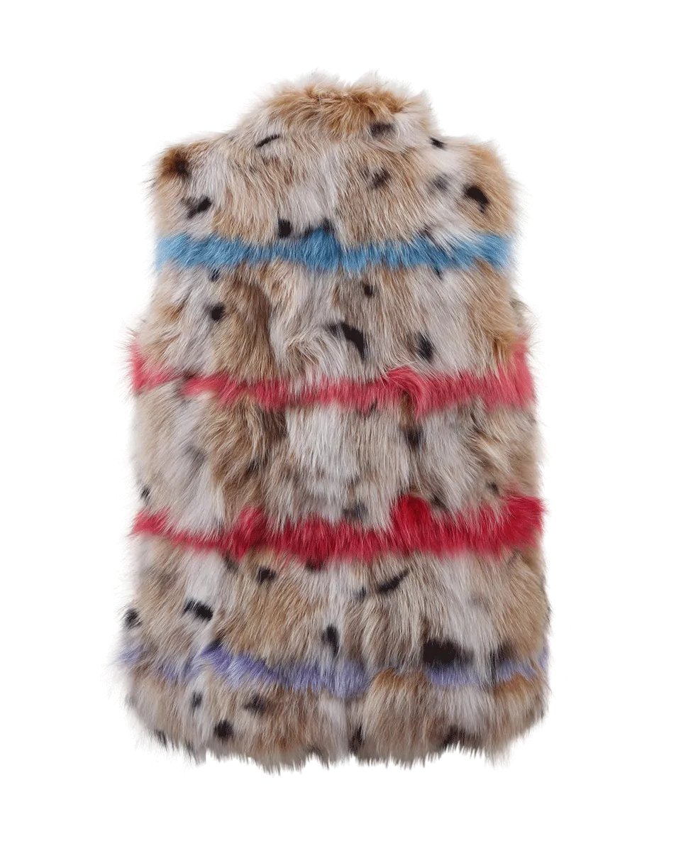 Animal Print Fox Fur Vest