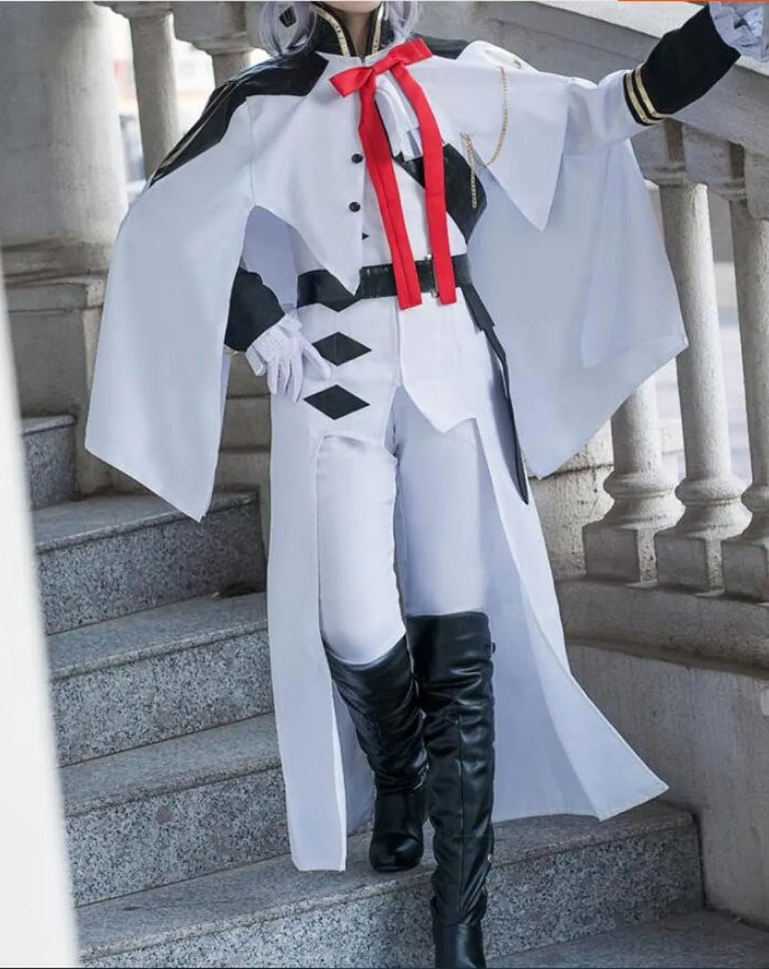 Anime Cosplay Mikaela Hyakuya Costume White Mens Suit Ferid Uniform Cloak Halloween Outfit