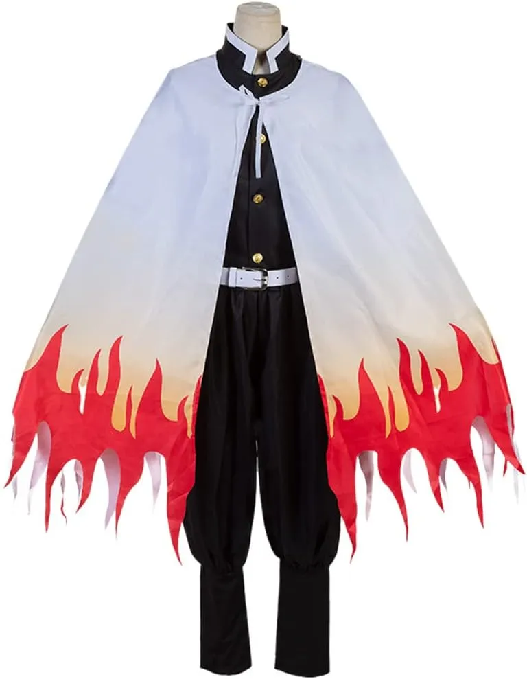 Anime Rengoku Cosplay Costumes Adult Rengoku Costumes Halloween Cosplay Cloak Kimono Outfit With Earring For Wig