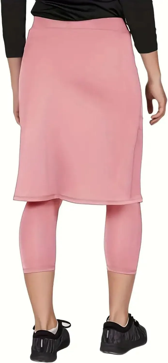 Athletic Skirt with Leggings Tennis Knee Length Yoga High Waisted Drawstring Long Golf Skirted