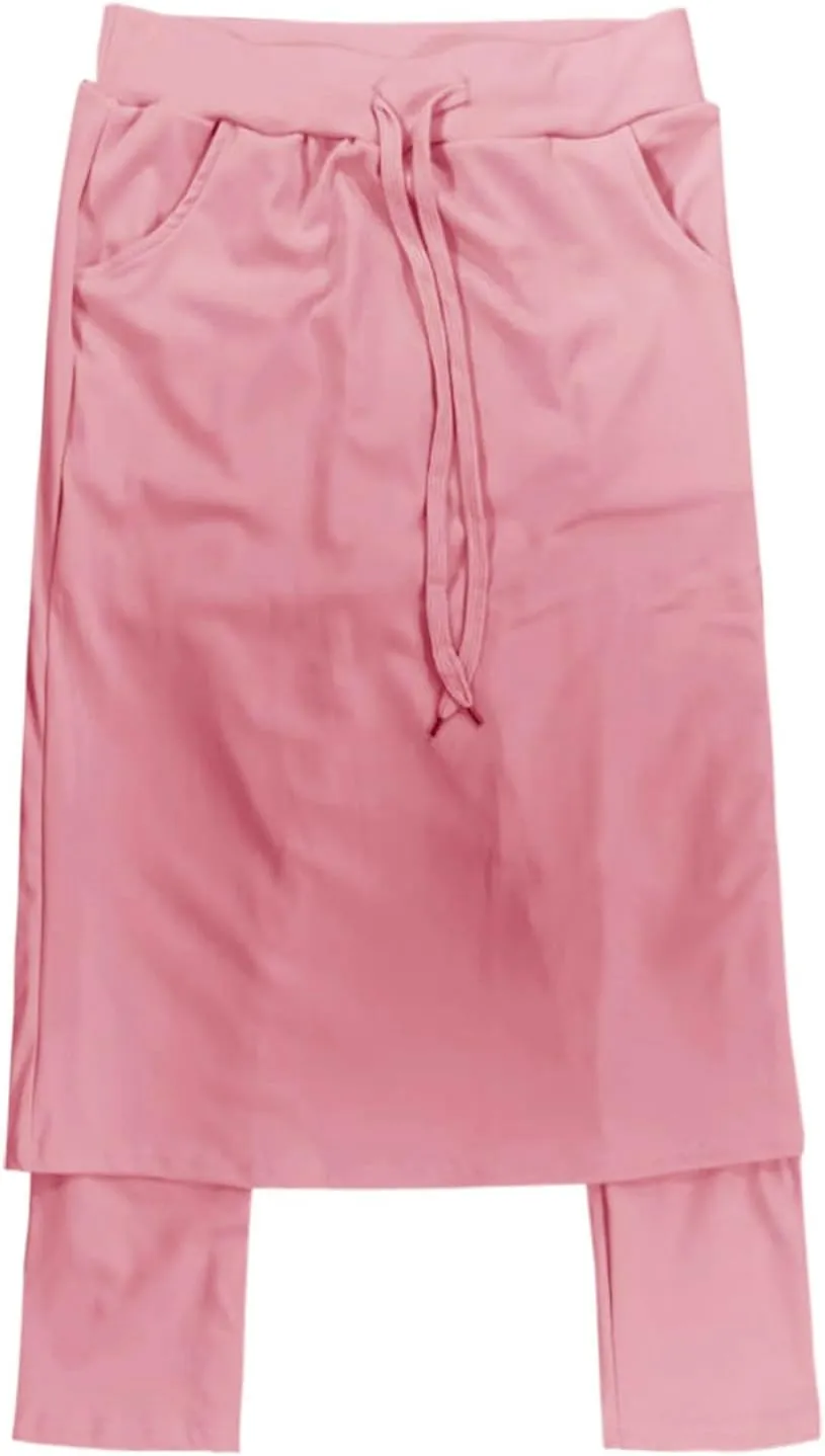 Athletic Skirt with Leggings Tennis Knee Length Yoga High Waisted Drawstring Long Golf Skirted