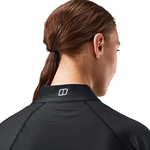 Berghaus Women's T Shirt Moisture Wicking 24/7 Tech, Half-Zip Jet Black