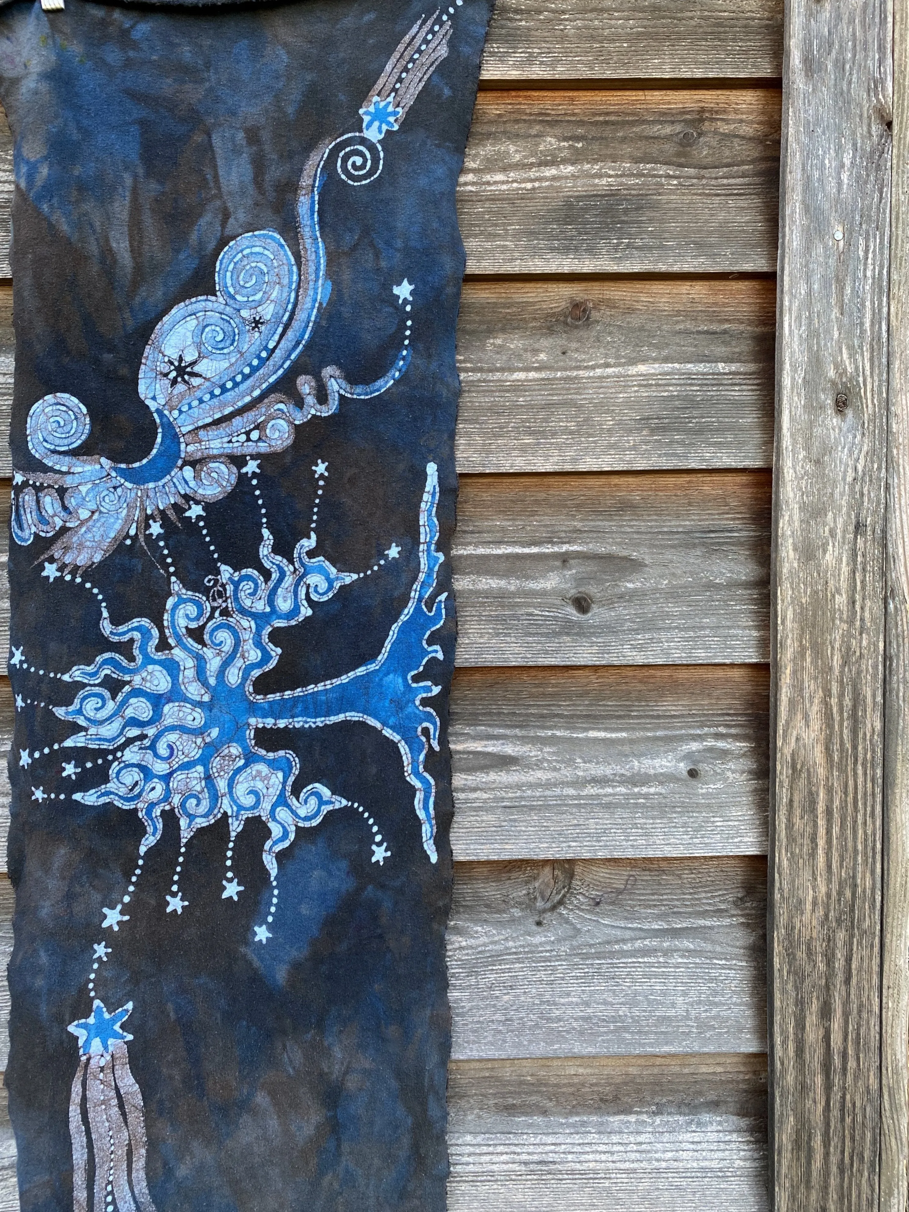 Blue Moon Oak Tree - Hand Painted Organic Cotton Batik Scarf