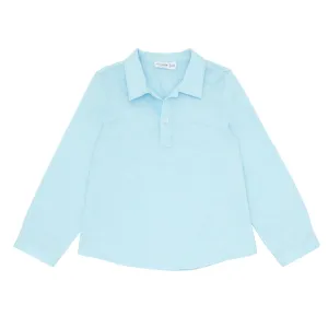 boys pacific blue long sleeve pop-over shirt