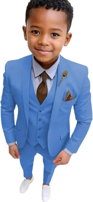 Boys Suits Tuxedo Slim Fit Suit for Kids Toddler 3 Piece Formal Wedding Outfit Jacket Vest Pants Set