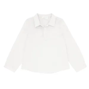boys white long sleeve pop-over shirt