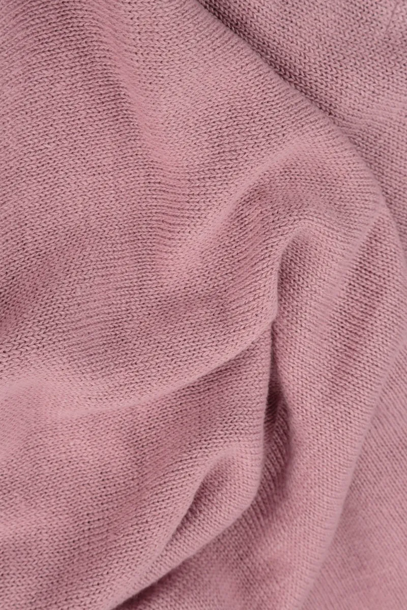 Collar Rounded Mauve Pink Linen Cardigan