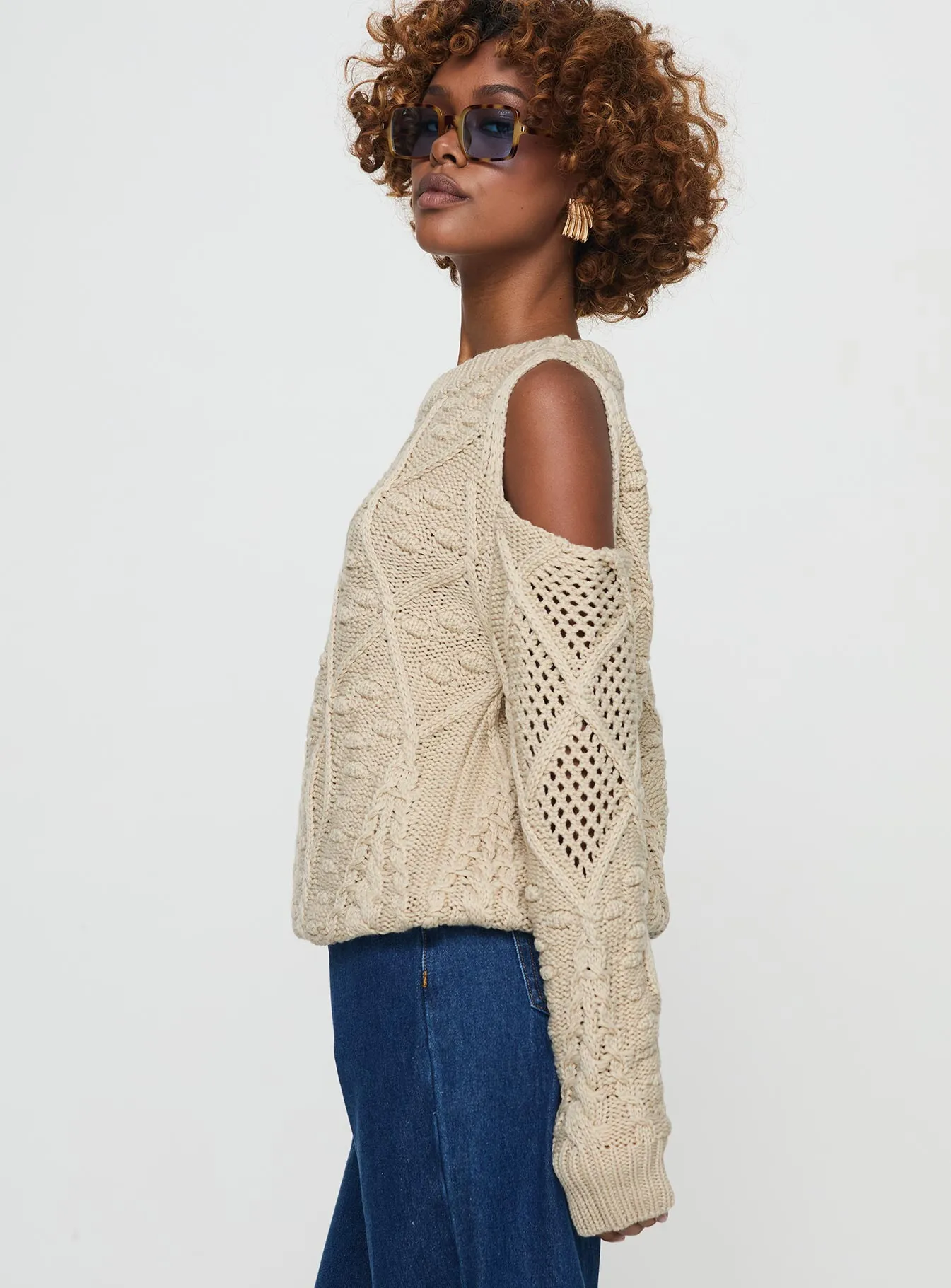 Colser Cable Knit Sweater Beige Beige