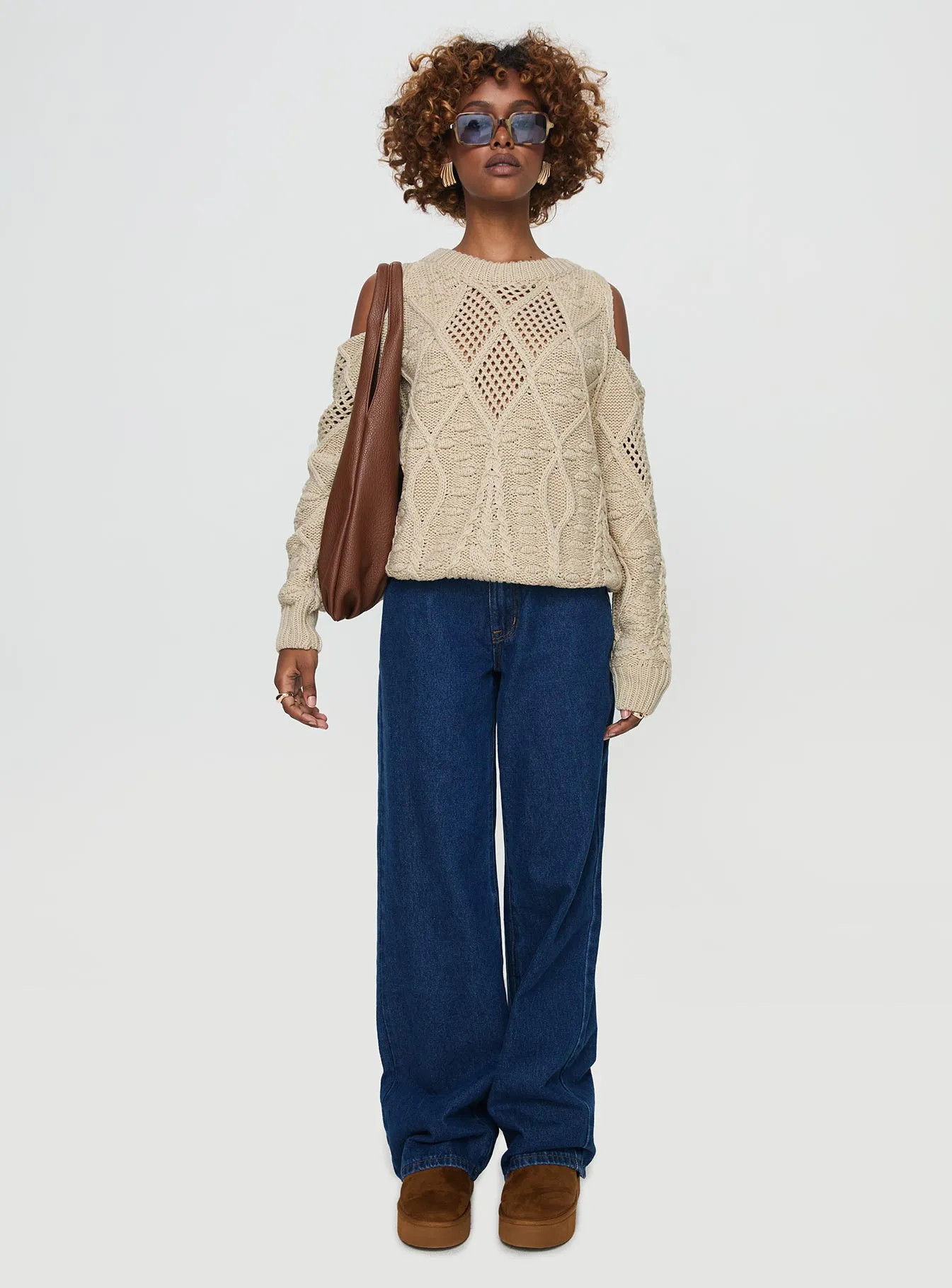 Colser Cable Knit Sweater Beige Beige
