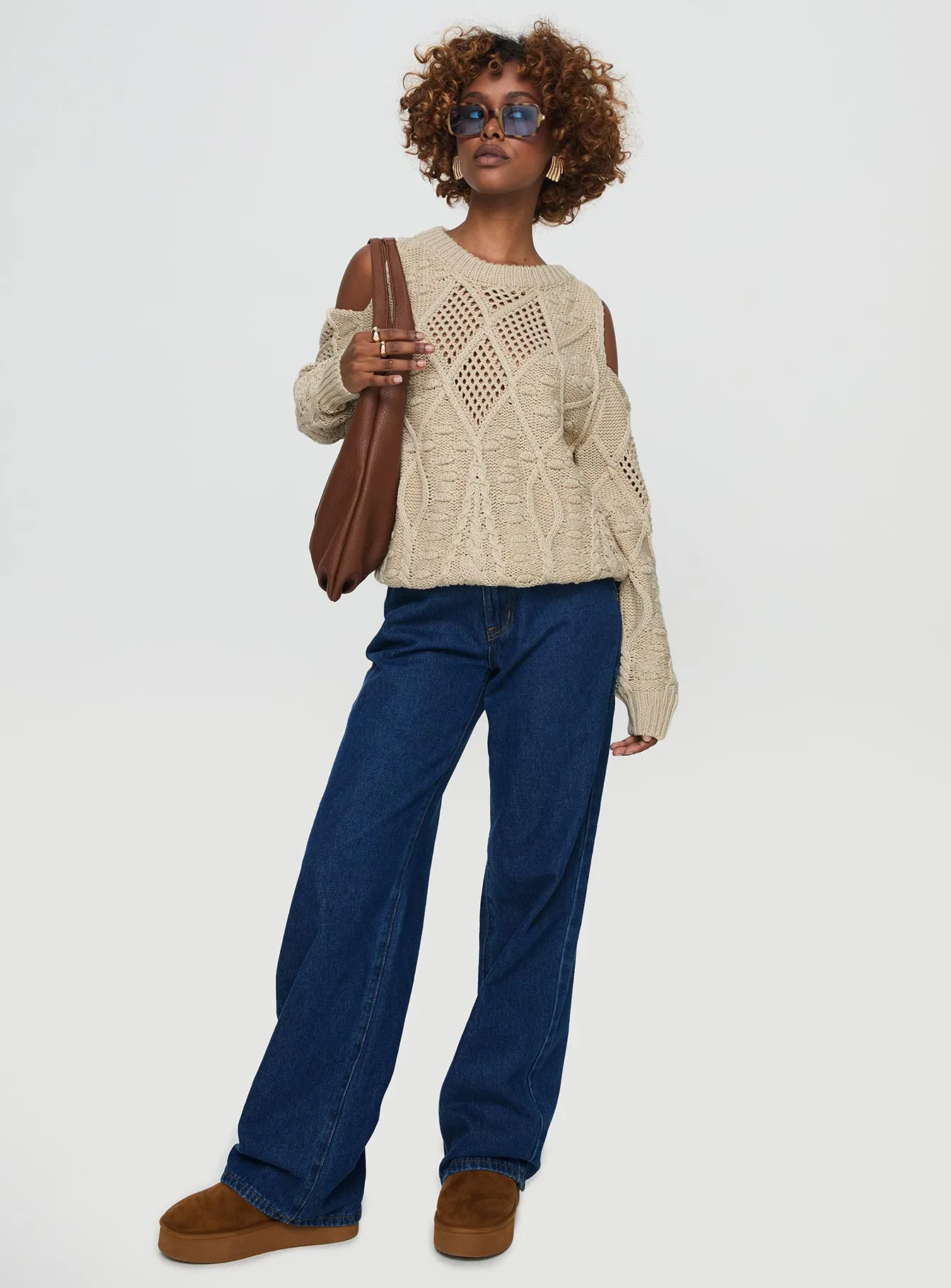 Colser Cable Knit Sweater Beige Beige