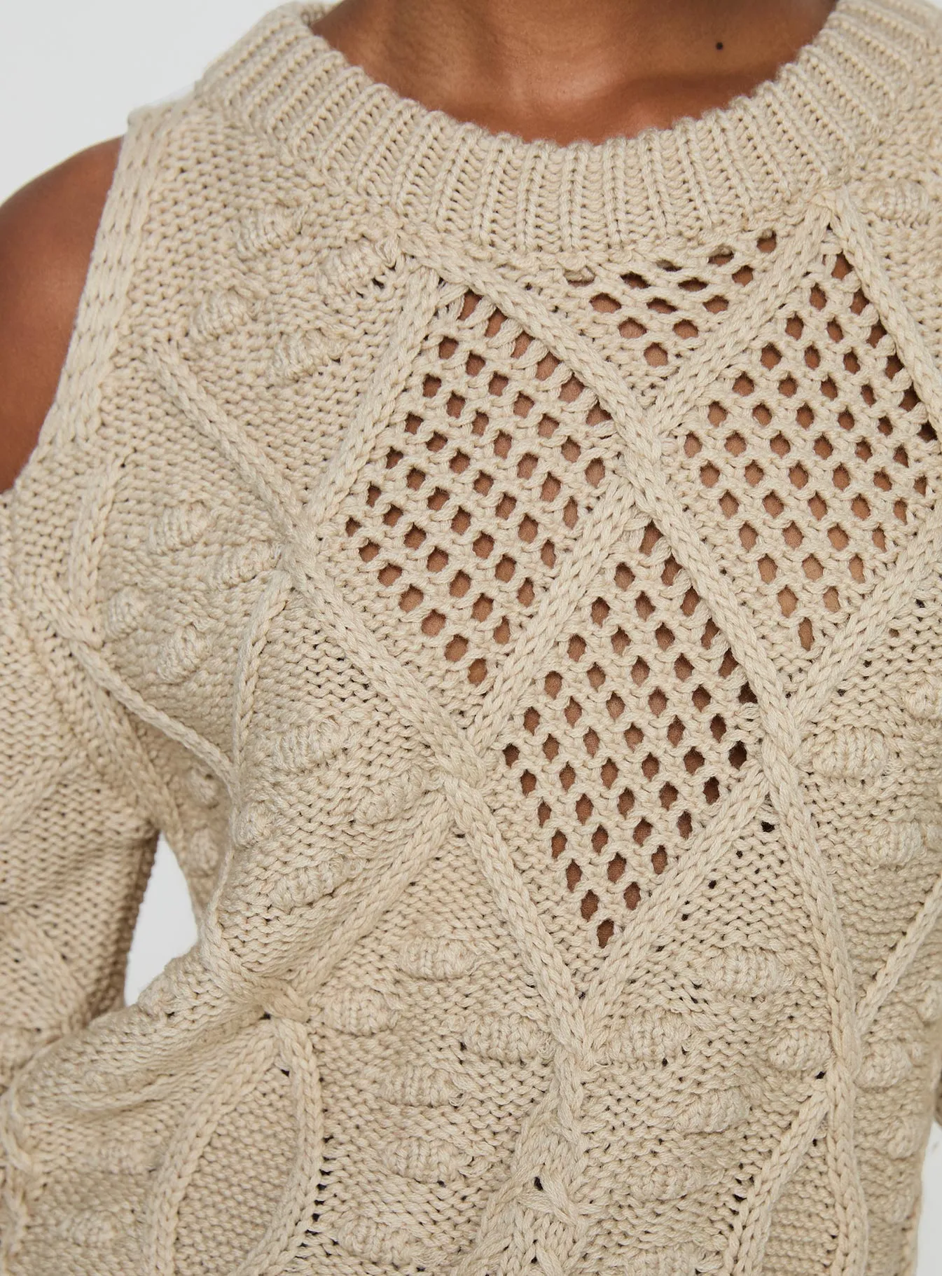 Colser Cable Knit Sweater Beige Beige