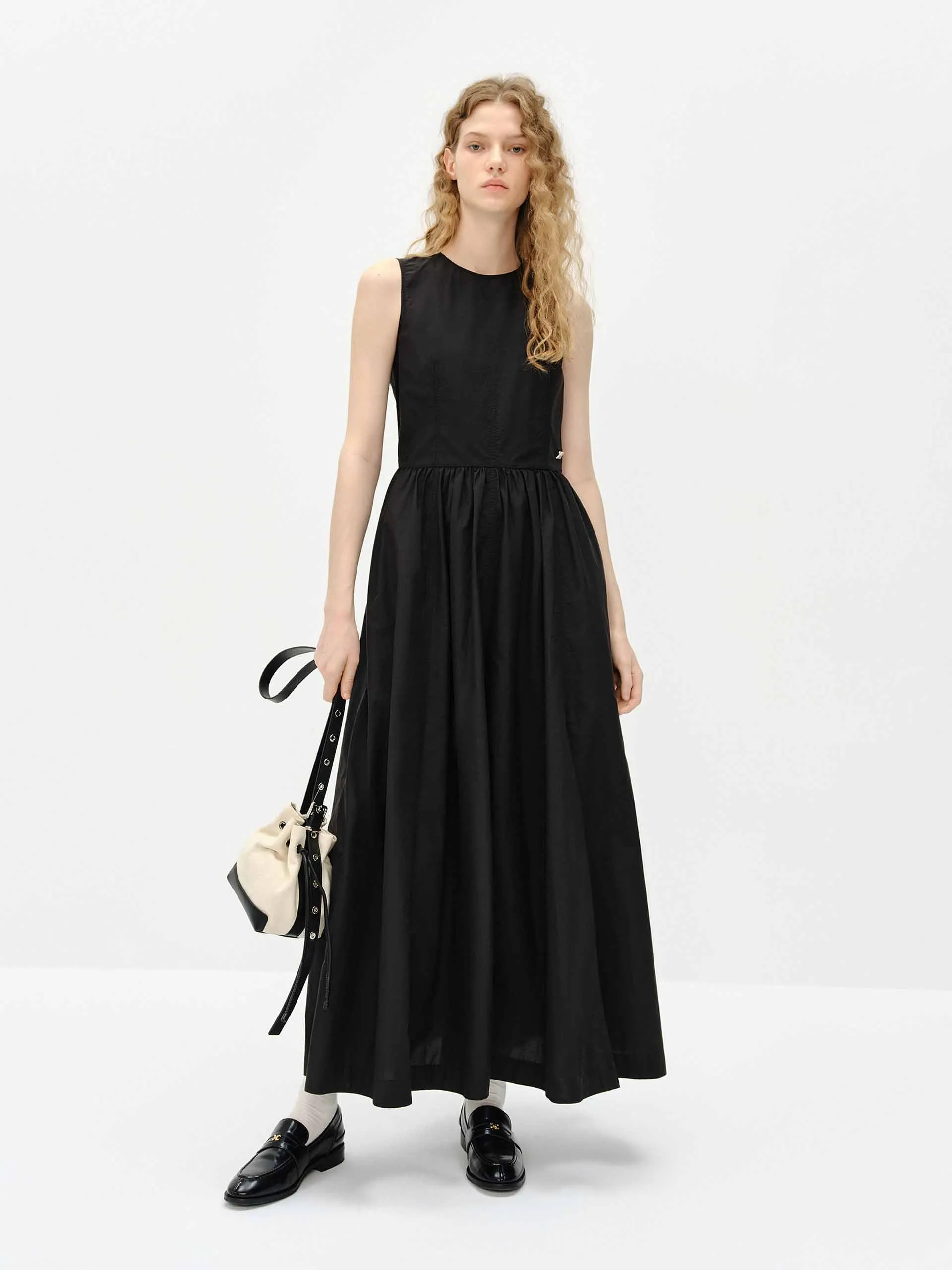 Cotton Blend Sleeveless Dress