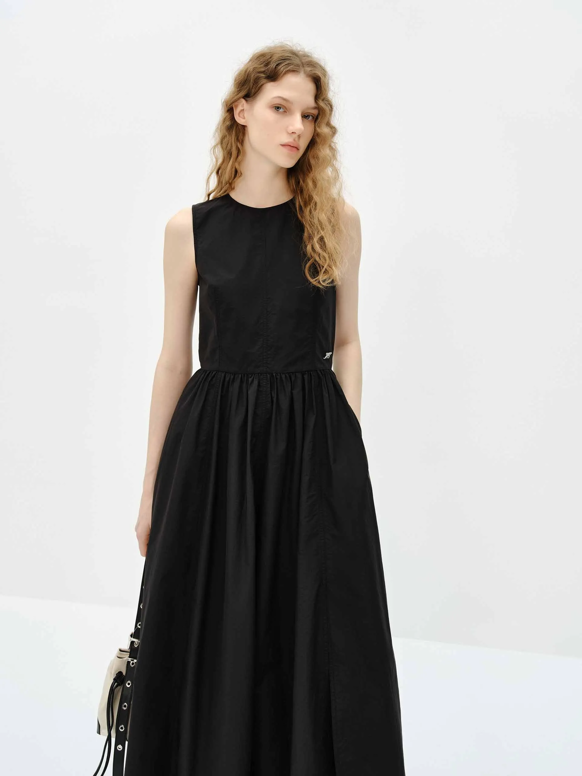 Cotton Blend Sleeveless Dress