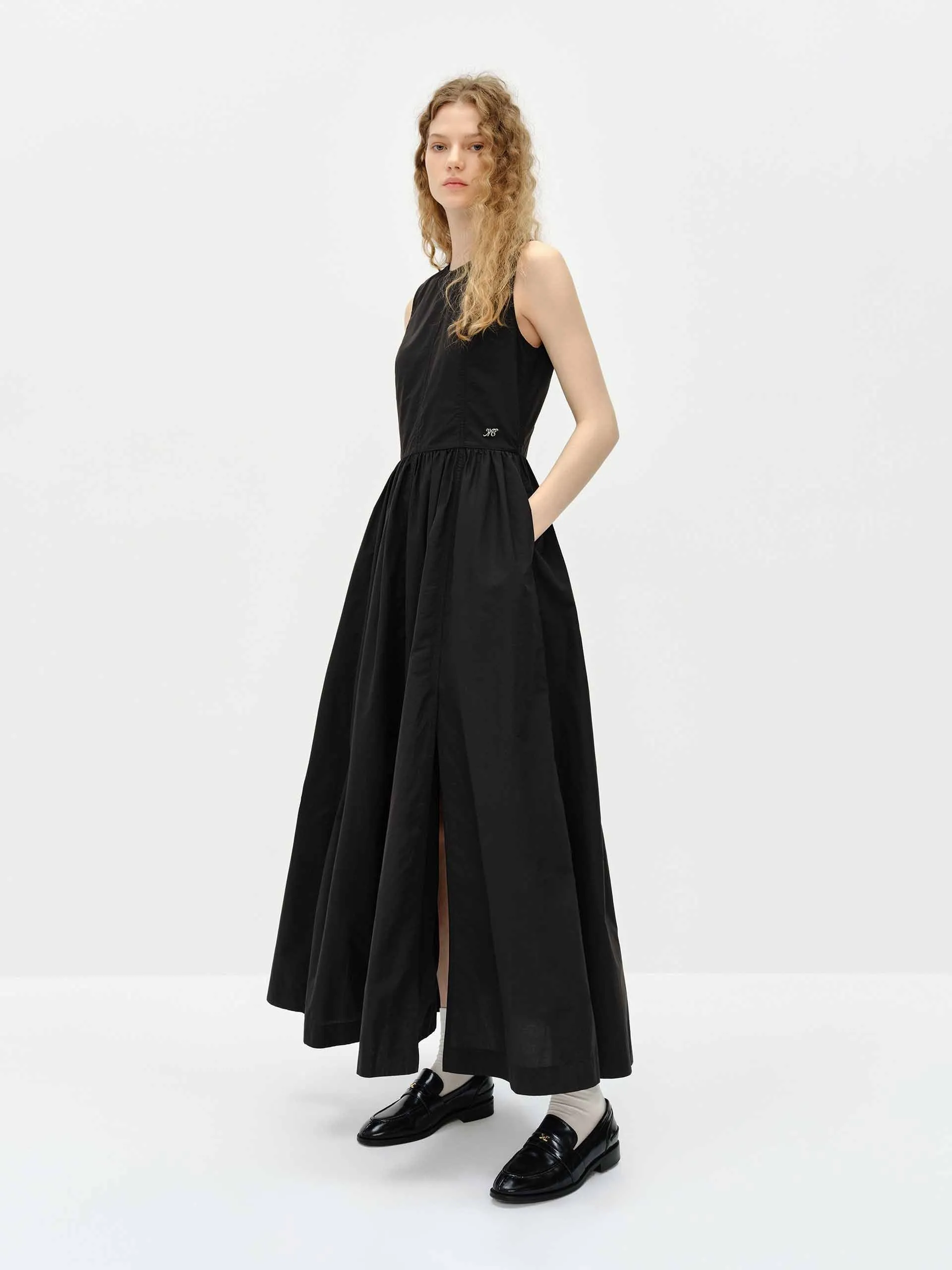 Cotton Blend Sleeveless Dress