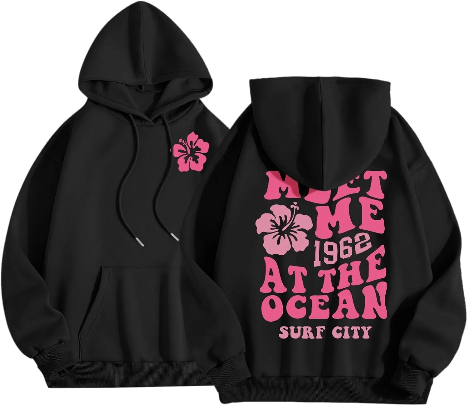 Cute 2 Piece Outfits for Women Teen Girls Preppy Puff Casual Hoodies Pockets Drawstring Pullover Oversized Sweatpants