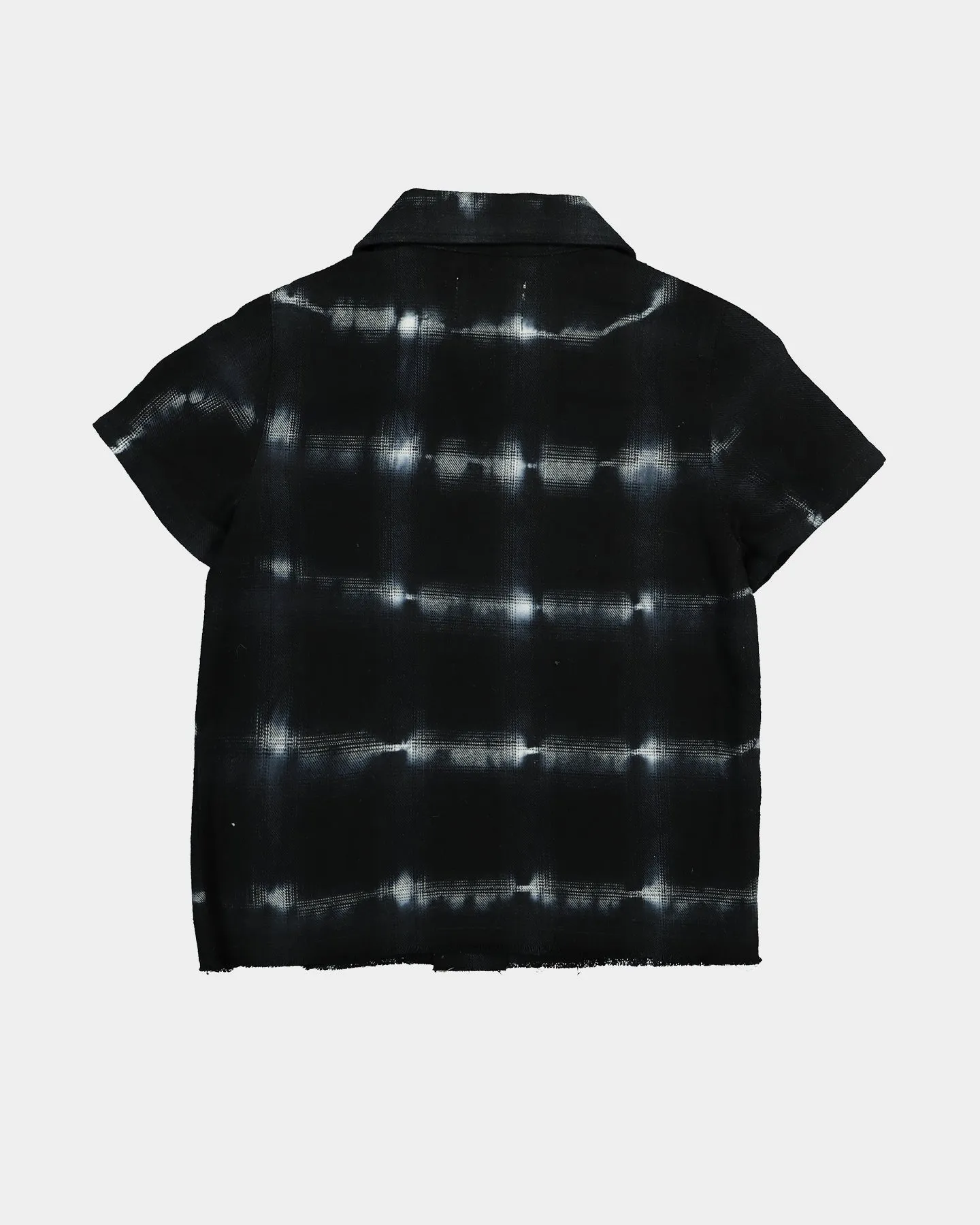 EN ES Kids Kids' Freyed Button Up Short Sleeve Shirt Black/White