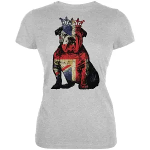 English British Bulldog Crown Grunge Flag Juniors Soft T Shirt