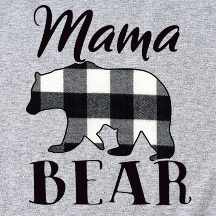 Fashion Jacket Mama Bear Pattern Ladies Round Neck Short Sleeve T-shirt