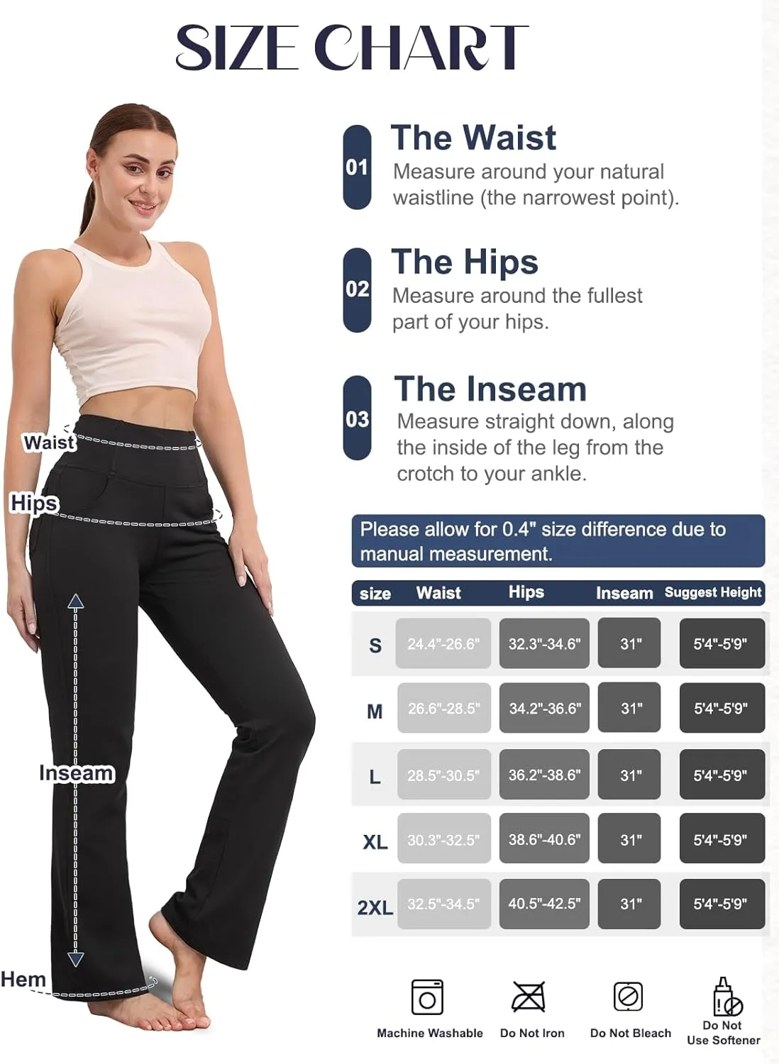 Flare Leggings for Women, Stretchy High Waisted Bootcut Workout Yoga Pants Tummy Control Butt Lift Bell Bottom Jeans