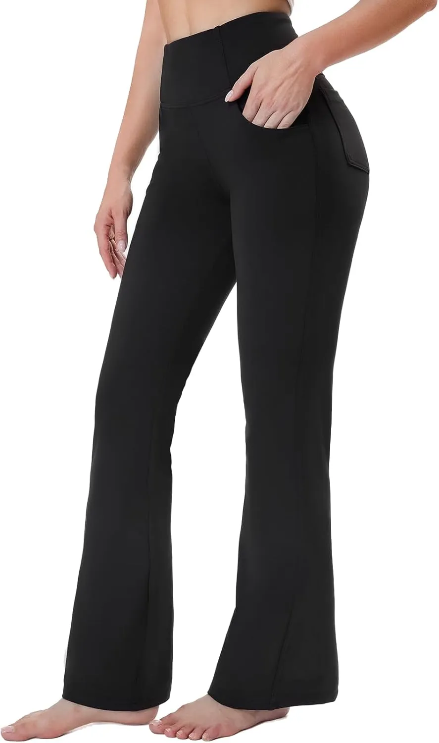 Flare Leggings for Women, Stretchy High Waisted Bootcut Workout Yoga Pants Tummy Control Butt Lift Bell Bottom Jeans