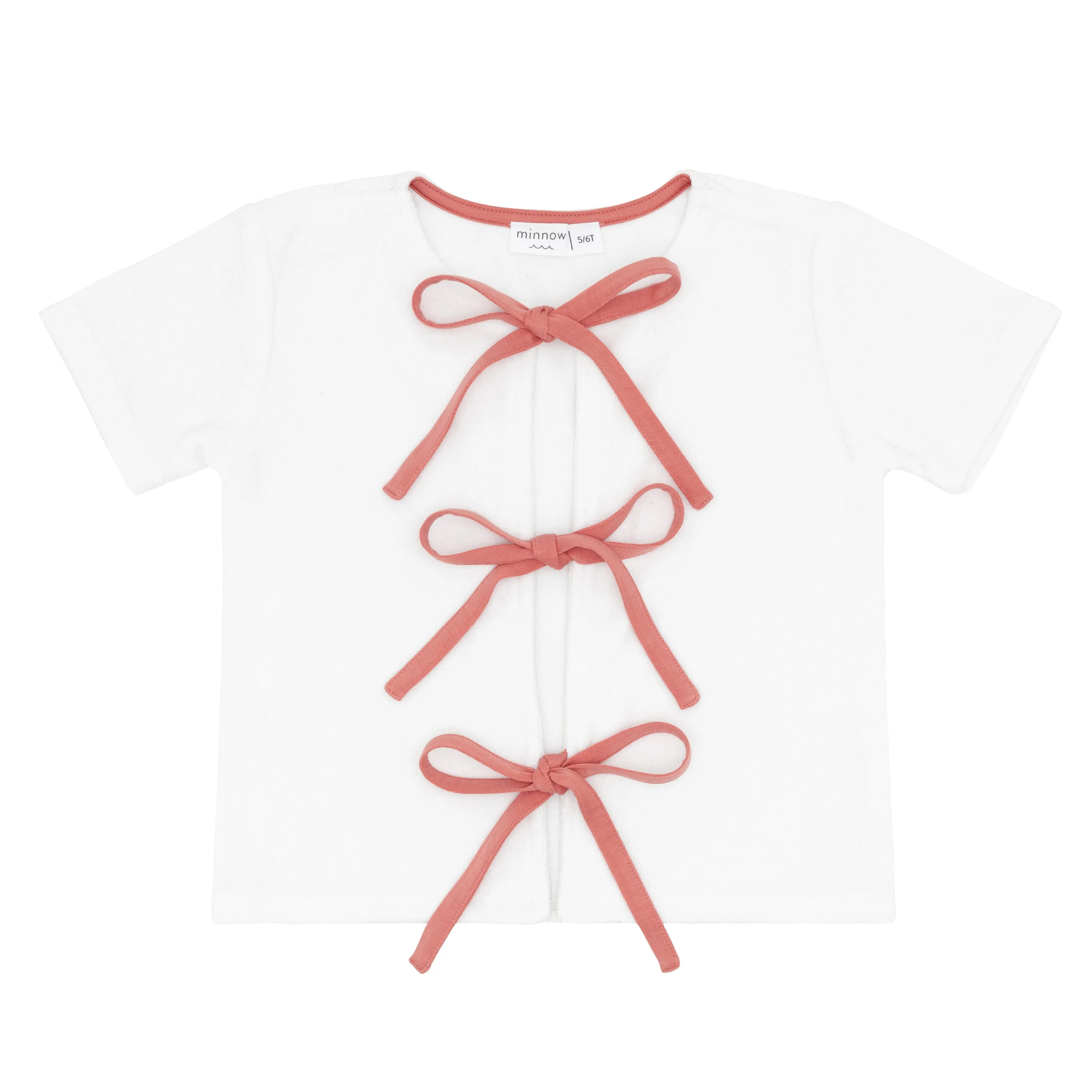 girls white and east end red french terry coverup top
