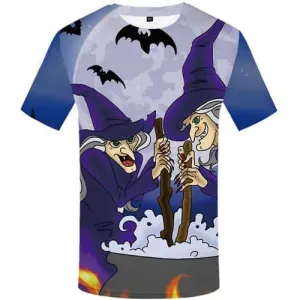 Halloween T shirts Men Witch Tshirt Anime Bat Shirt Print Moon Tshirt Printed Cosplay T-shirts 3d Short Sleeve Hip hop Mens