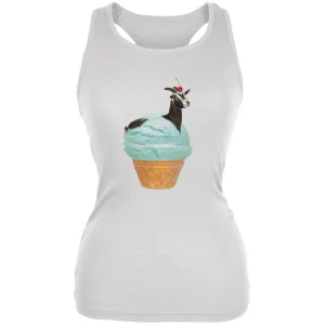 Ice Cream Cone Goat White Juniors Soft Tank Top
