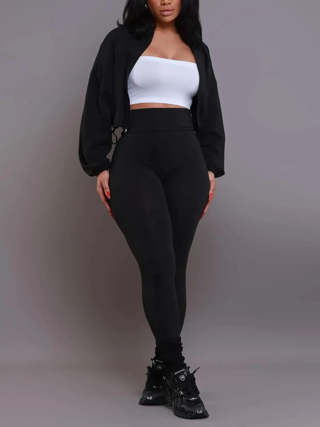 KANSOON Track Suits for Women Set 2 Piece Workout Sets Long Sleeve Crop Jacket Yoga Leggings Sweatsuits Jogging Suits