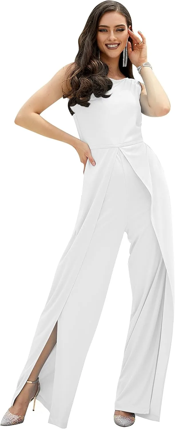 KOH KOH Womens Sleeveless Cocktail Wide Leg One Piece Jumpsuit Romper Playsuit