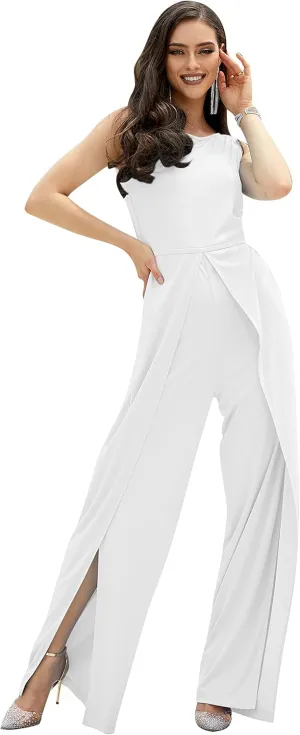 KOH KOH Womens Sleeveless Cocktail Wide Leg One Piece Jumpsuit Romper Playsuit