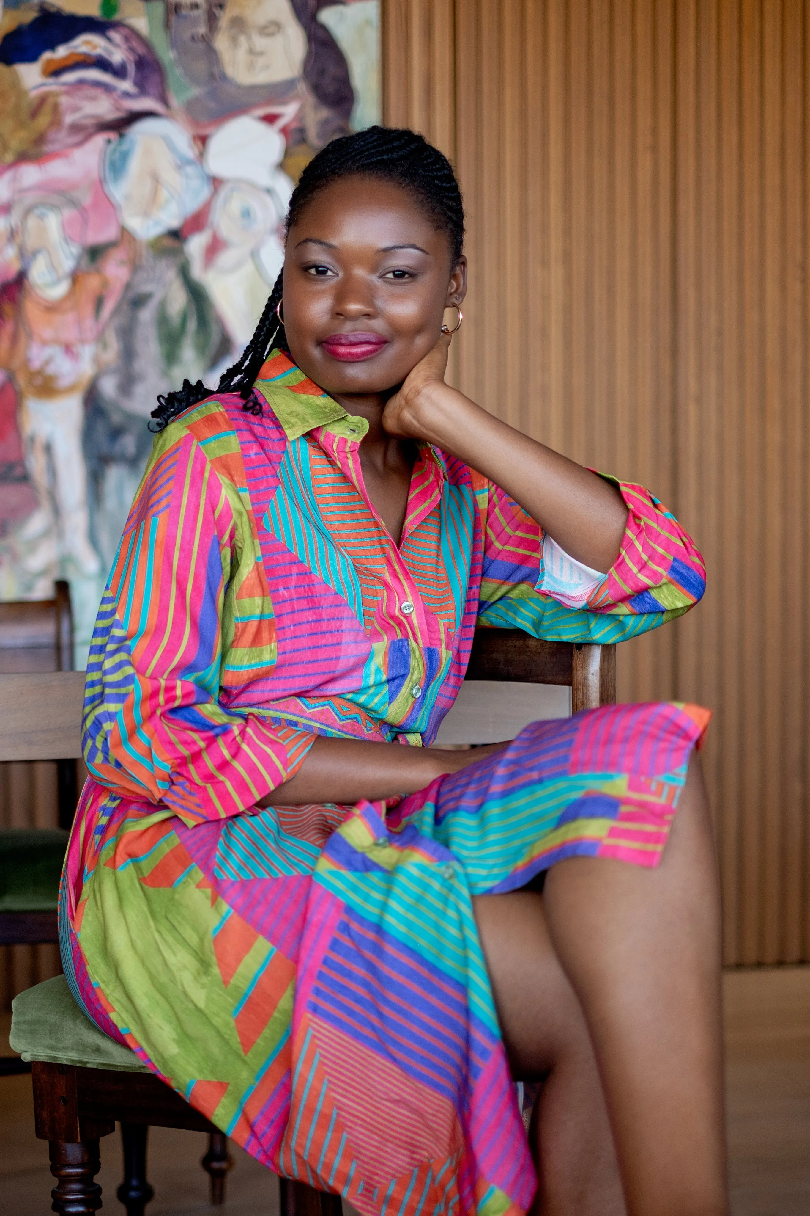 Leila Dress Rainbow Stripes
