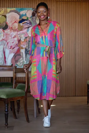Leila Dress Rainbow Stripes