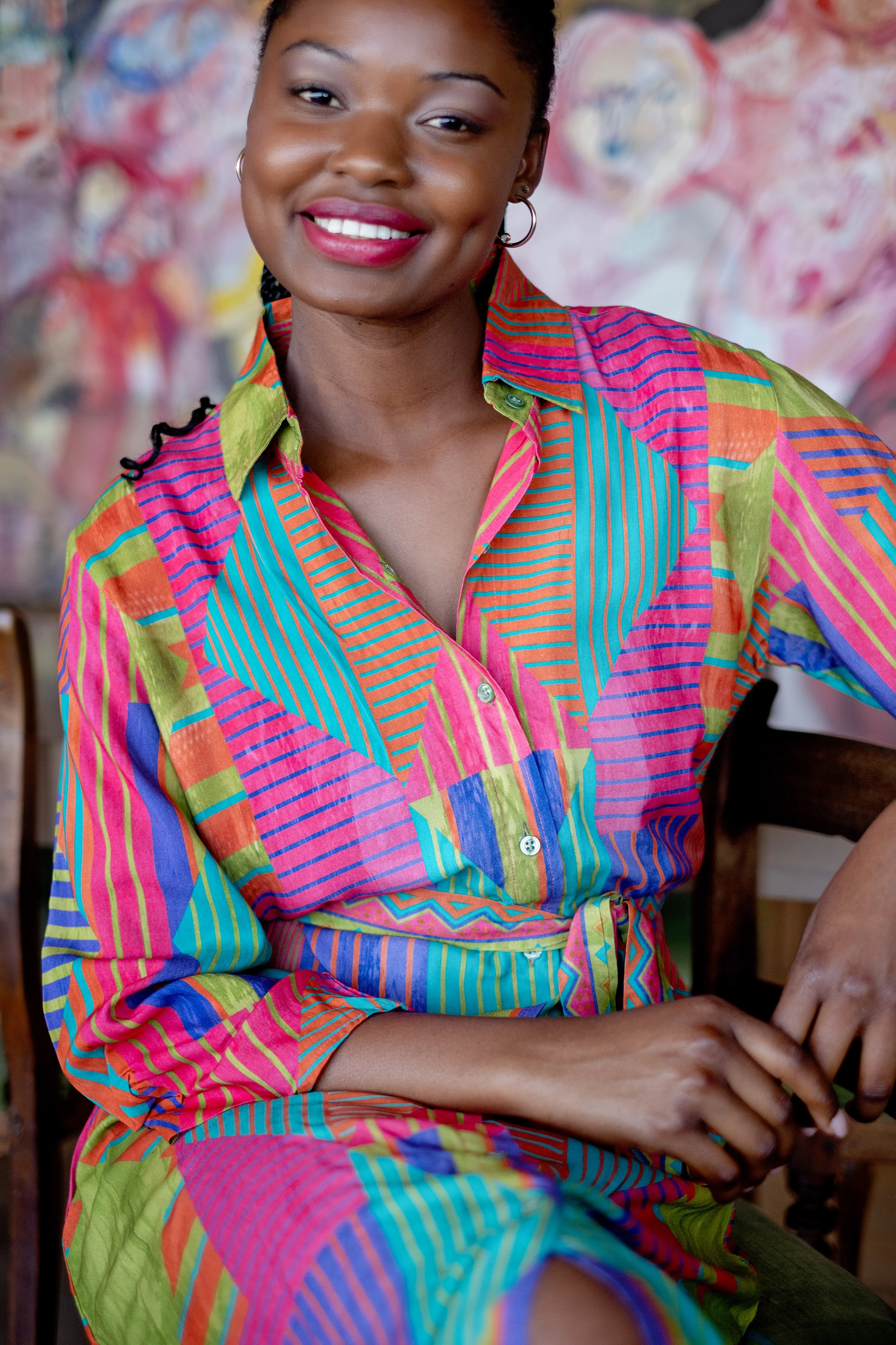 Leila Dress Rainbow Stripes