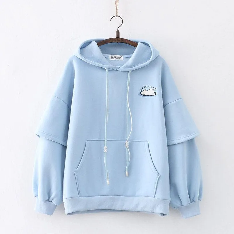 Letter Hooded Cashmere Padded Warm Sweater