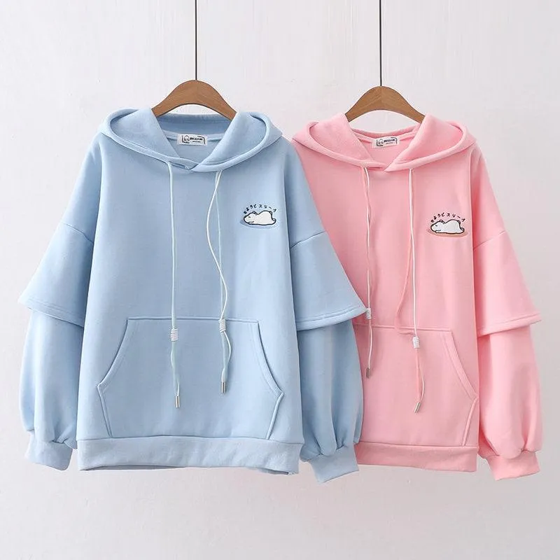 Letter Hooded Cashmere Padded Warm Sweater