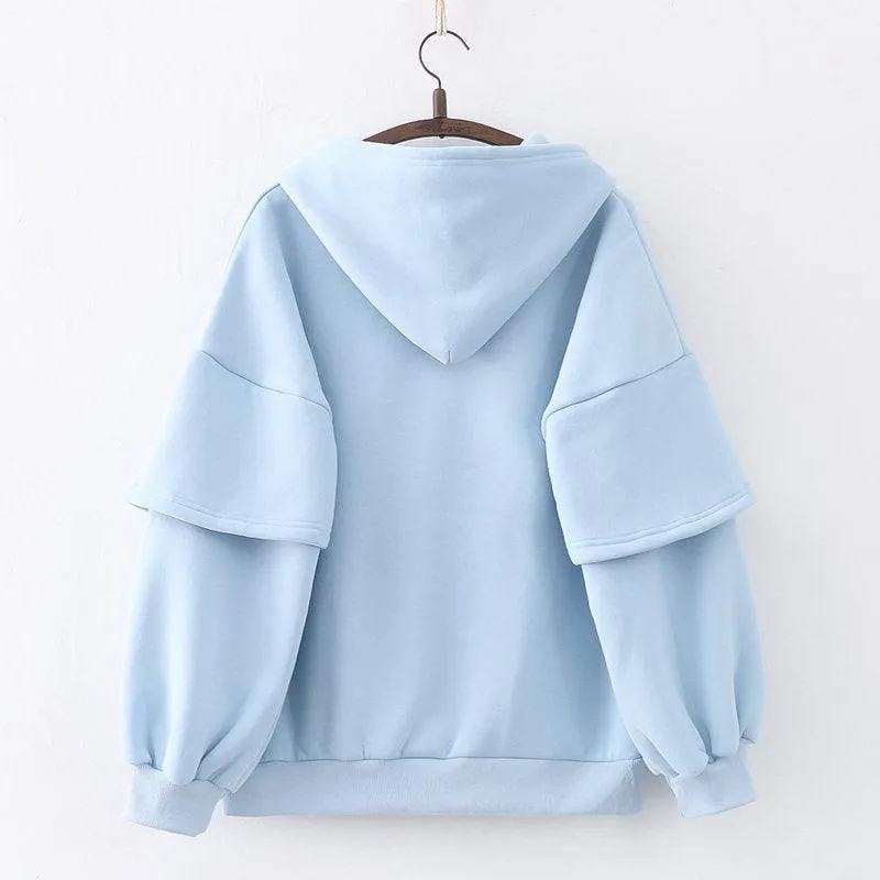 Letter Hooded Cashmere Padded Warm Sweater