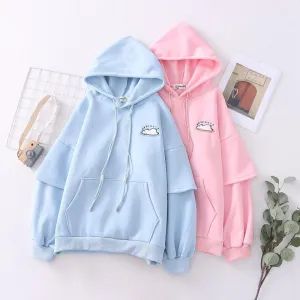 Letter Hooded Cashmere Padded Warm Sweater