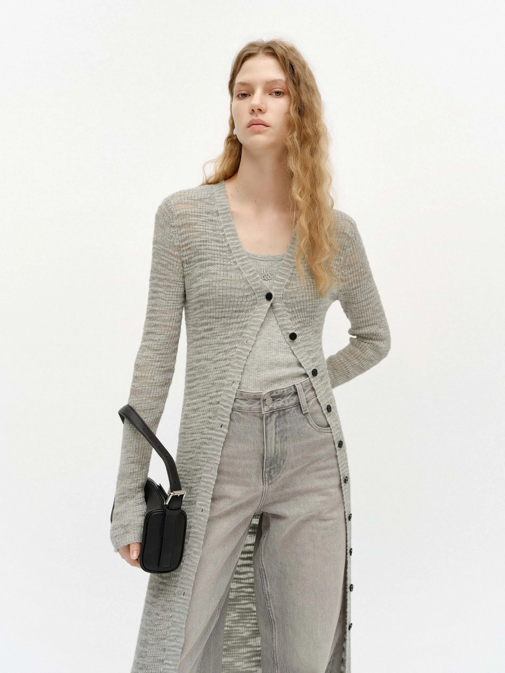 Linen Blend Long Cardigan