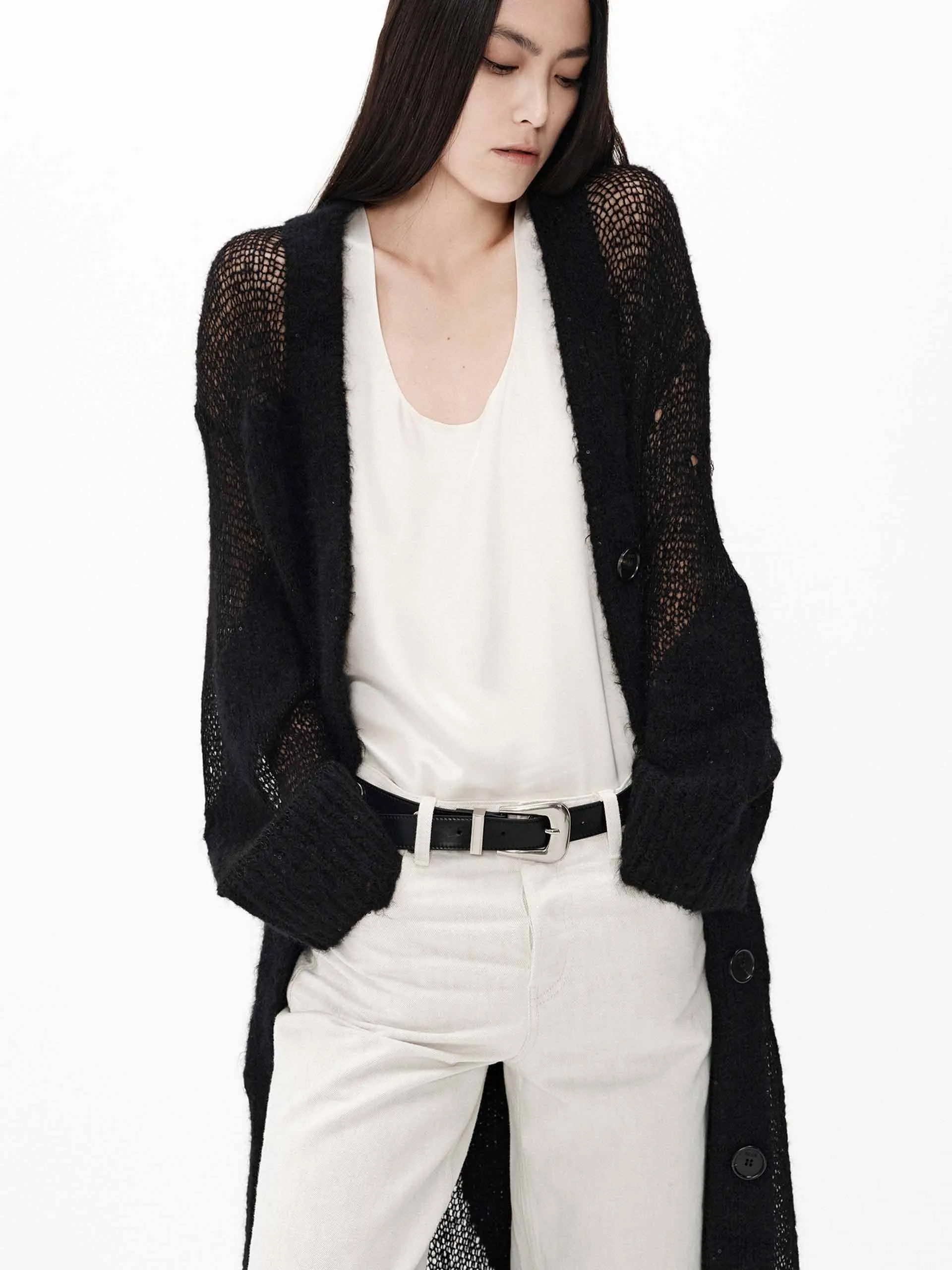 Longline Sheer Knit Cardigan