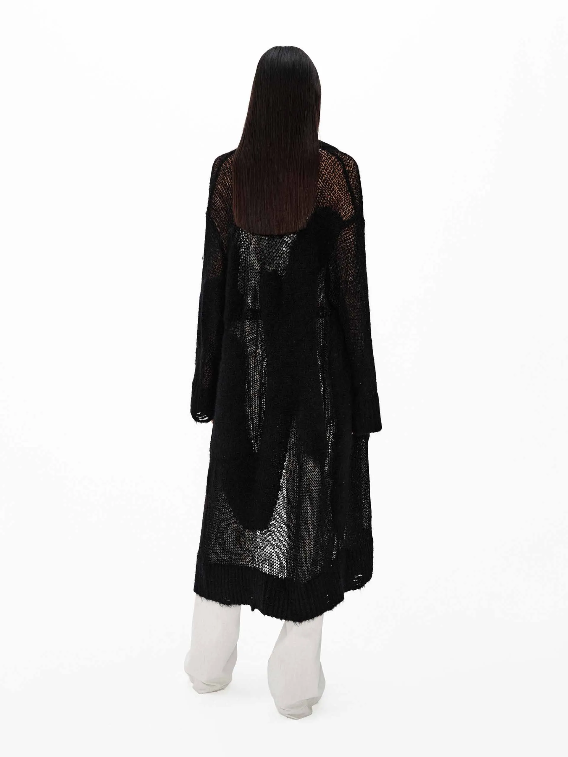 Longline Sheer Knit Cardigan