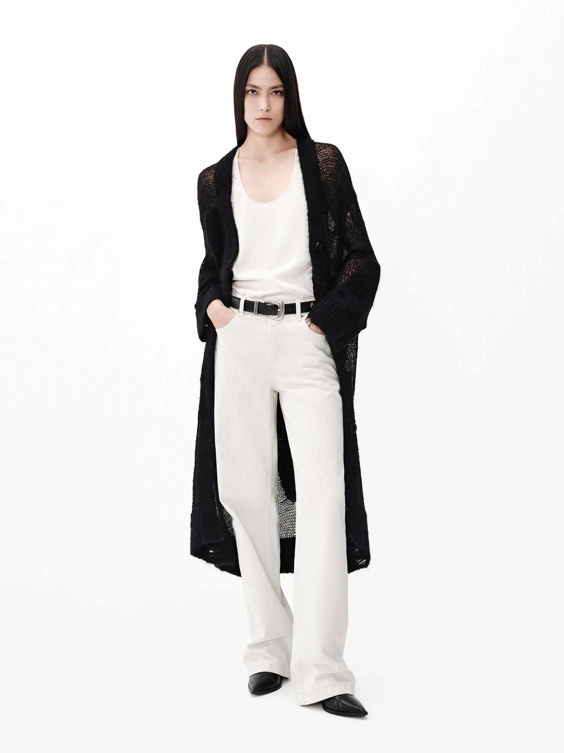 Longline Sheer Knit Cardigan