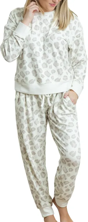 Mary Square Women's Casual Loungewear Outfit, Sophie Style Pullover and Pant Set, LuxSoft Fabric Wild Thing Tan, 1X-Large